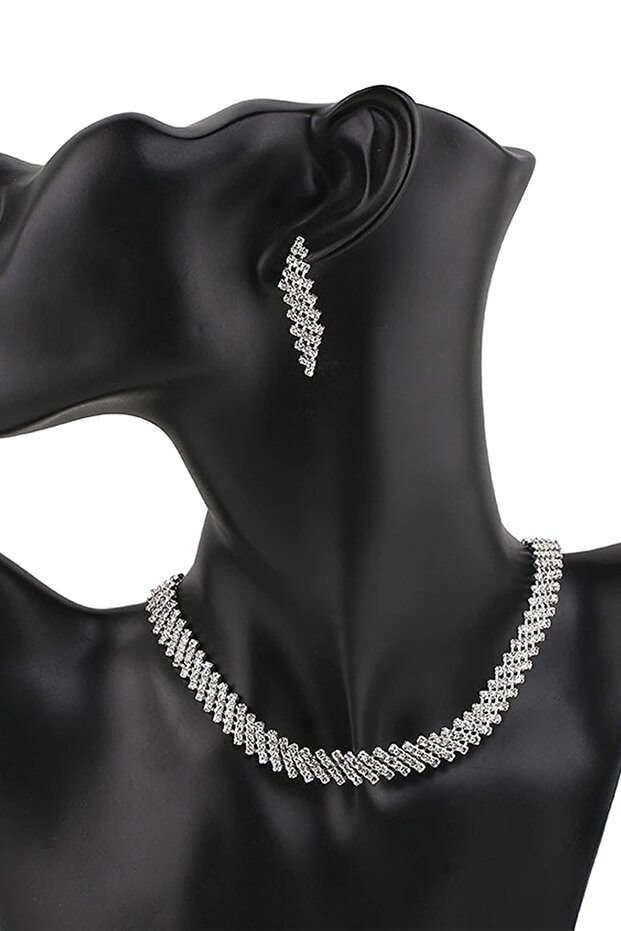 Wedding Engagement Henna Zircon Jewelled Necklace Earring Set Es06