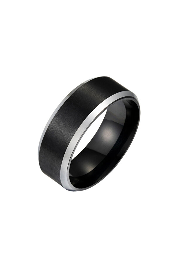 Matte Black Women's Men's Steel Ring Wedding Ring Ec44sy