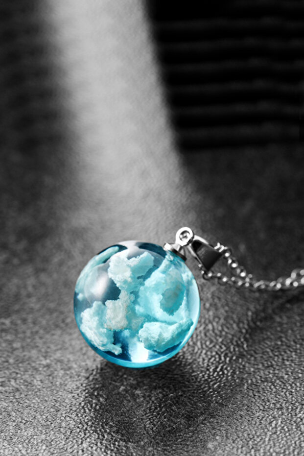 3 Boyutlu Mavi Bulut Kadın Kolye eg08 - 3