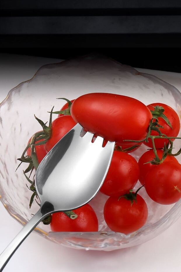 Çelik Silver Çatallı Kaşık Sofra Salata Tatlı Meyve Çatalı cin751by - 2