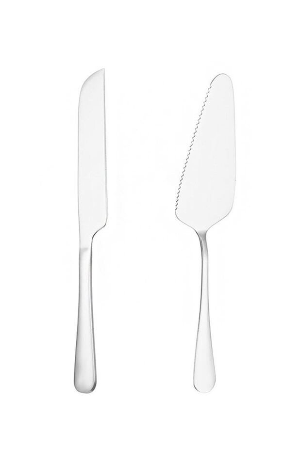 Çelik Silver Pasta Spatula Bıçak Seti Kek Sunum cin615by - 2