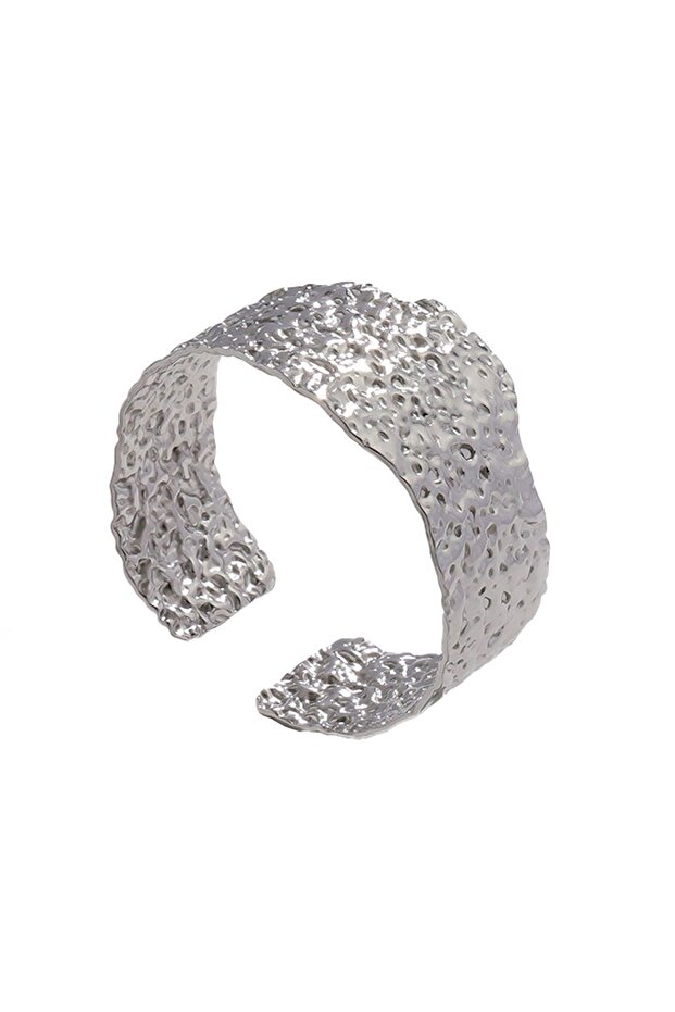 Gray Thick Handcuff Design Steel Women's Bracelet Et80By