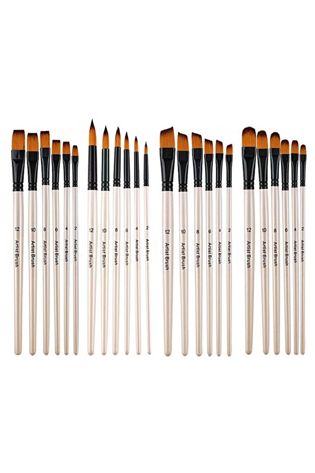 24 Pieces Curved Nylon Brush Set - Acrylic and Watercolor Brush cin688