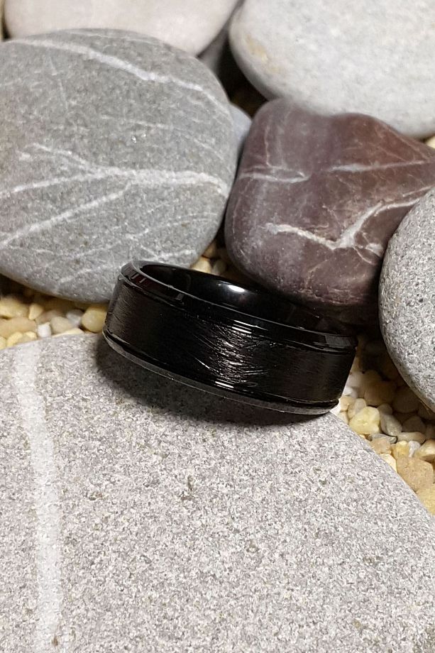 Erkek Mat Siyah Fırçalanmış Tungsten Yüzük Dm81 - 3