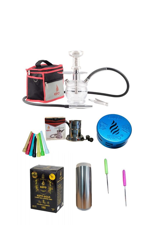 Trip Çantalı Nargile Takımı + Çelik Ocak + 1kg + Ember + Rulo Folyo + 50 Sipsi - 1
