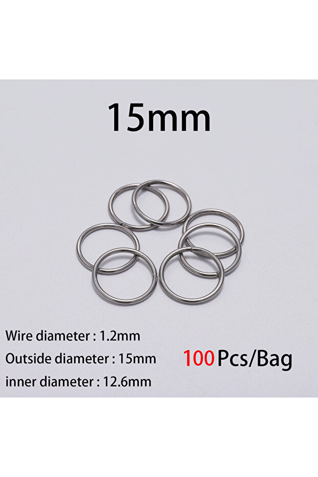 1.2 x 15mm 100pcs 30-200Pcs 3-25mm Stainless Steel Split Ring Open Single Loops Jump Rings Connecto