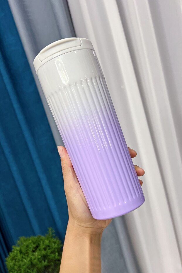 304 L Steel 500 Ml. Purple White Gradient Hand Thermos Mug Cin917Mr