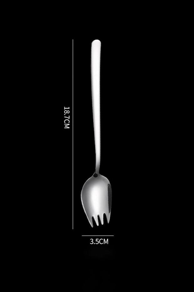 Çelik Silver Çatallı Kaşık Sofra Salata Tatlı Meyve Çatalı cin751by - 5