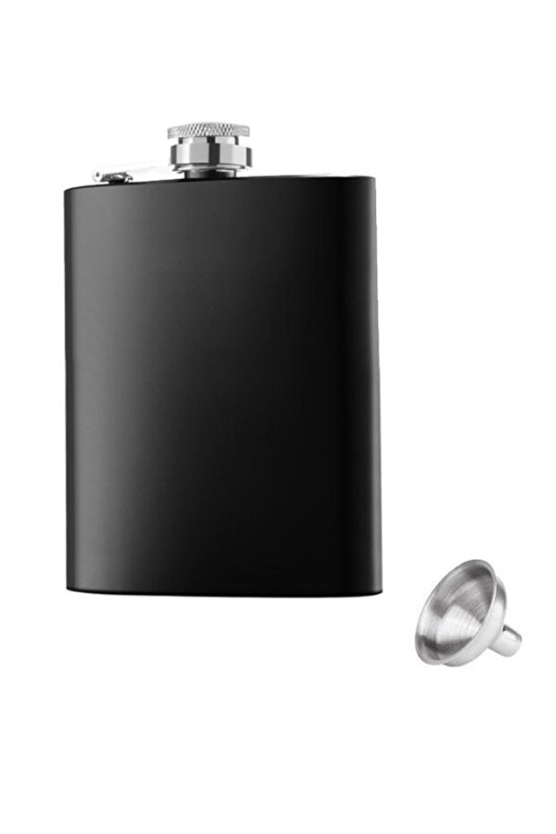 Matte Black 7 oz 200 ml Liquor Flask on Steel Py50Sy