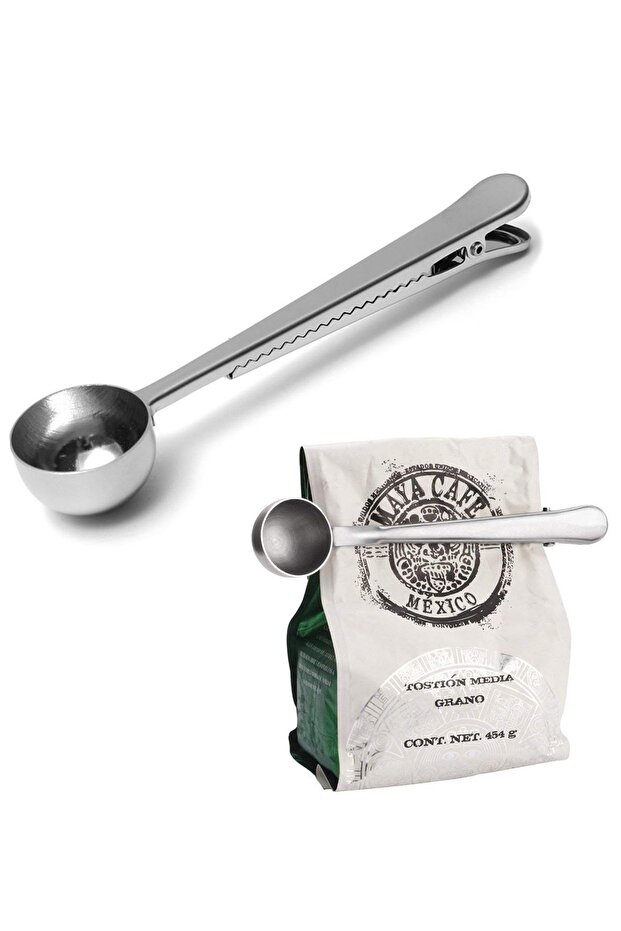 Stainless Steel Coffee Measuring Spoon and Package Clip cin108