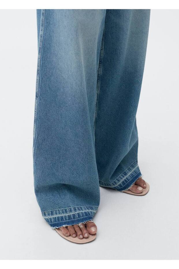 Yıpranmış paçalı wideleg jean - 6