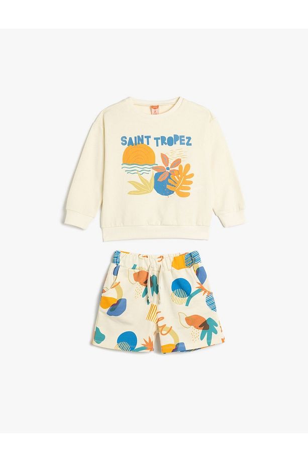 Pamuklu Baskı Detaylı Şort ve Sweatshirt Set 5SMB10002TK - 1