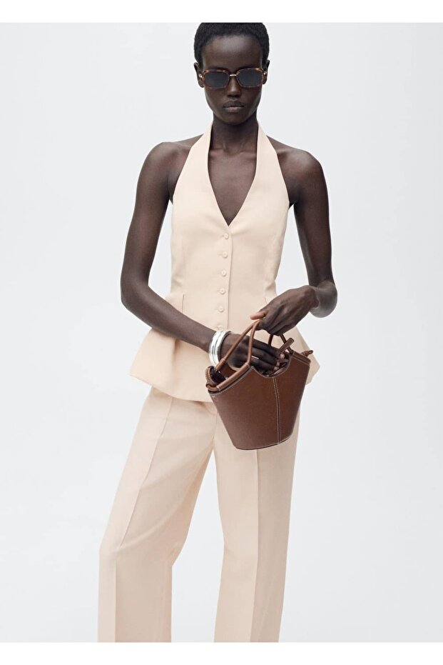 Straight-Cut Fabric Trousers