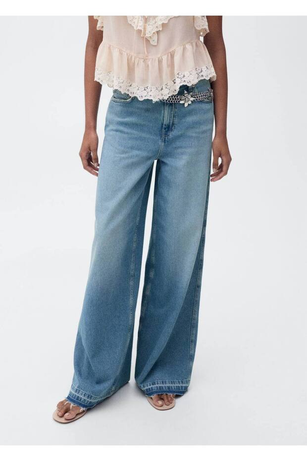 Yıpranmış paçalı wideleg jean - 1