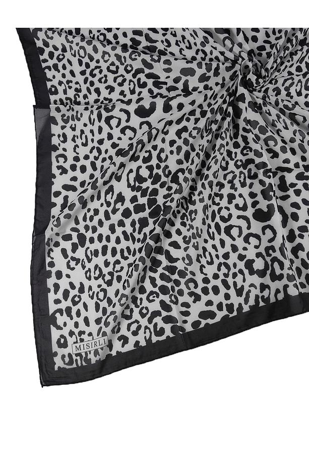 Mısırlı Eşarpları Leopar Desenli Star Krep Eşarp - 1