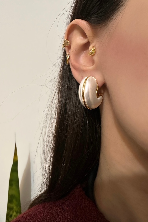 İncili Double Halka 2'Li Küpe - 2