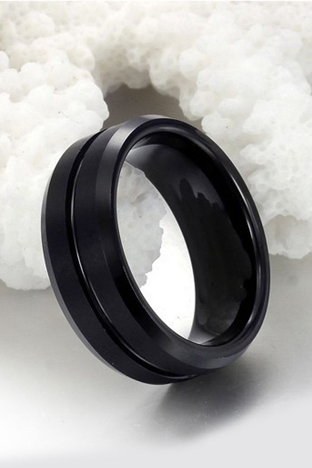 Erkek Mat Siyah Fırçalanmış Tungsten Yüzük Dm76 - 2