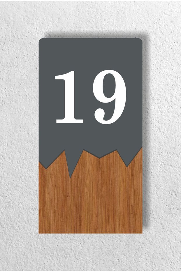 Vertical Metal Composite - Wooden Apartment Complex - Apartment Hotel Office Door Number - Door No:19 ondokuz