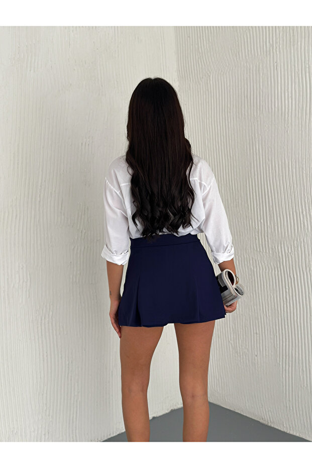 PİLELİ KREP KUMAŞ ŞORT ETEK - 3