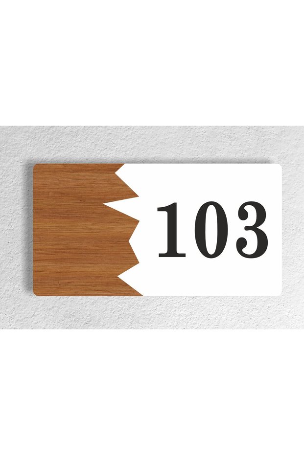 Horizontal Metal Composite - Wood Apartment -Apartment Hotel Office Door Number White - Door No: 103 Faceplate