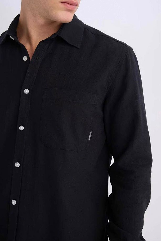 Regular Fit Pamuklu Uzun Kollu Siyah Erkek Gömlek D7079ax/bk81 - 4