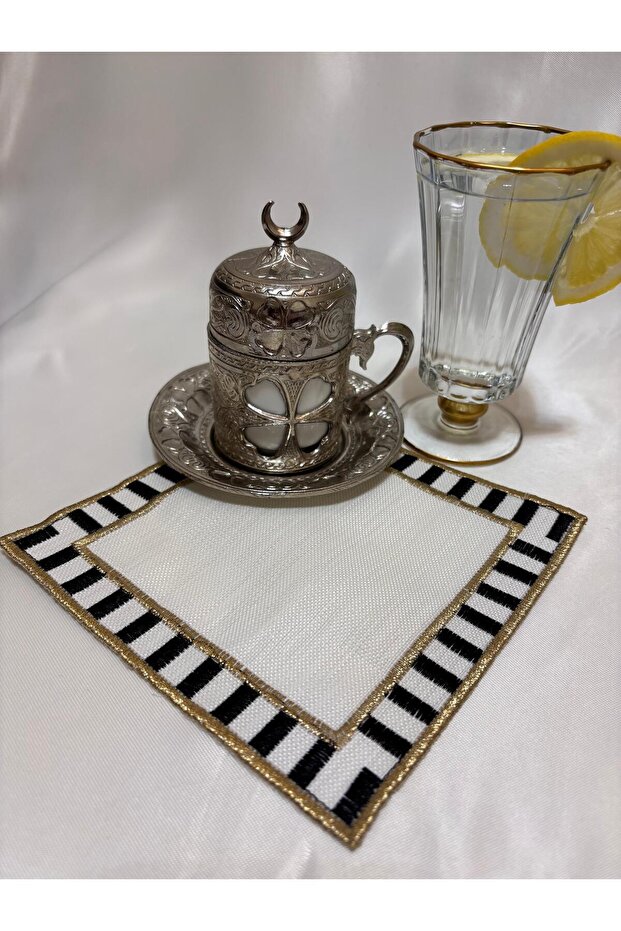 Presentation Napkin, Cocktail Napkin Coffee Side Presentation Holder Embroidered Coffee Side 6 Pieces Fabric Presentation Napkin