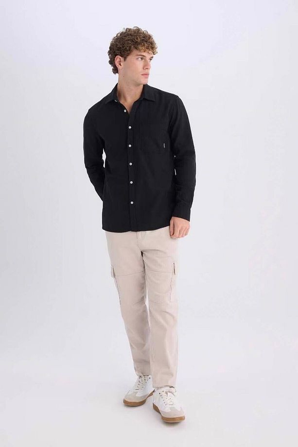 Regular Fit Pamuklu Uzun Kollu Siyah Erkek Gömlek D7079ax/bk81 - 2