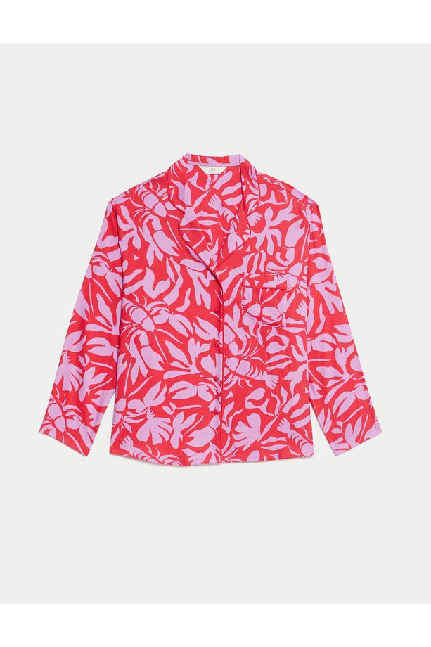 Regular Fit Desenli Uzun Kollu Pijama Üstü - 4