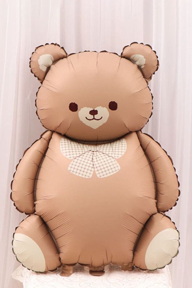 5 Yaş Doğum Günü Karamel Papyonlu Ayı ve 3 Retro Kalp Balonlu Balon Seti - 4