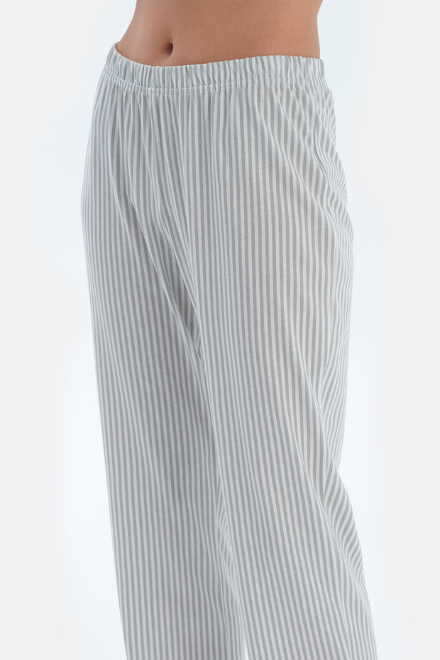 Ada Çayı Çizgili Basıc Gömlek Pantolon Pijama Takımı - 6