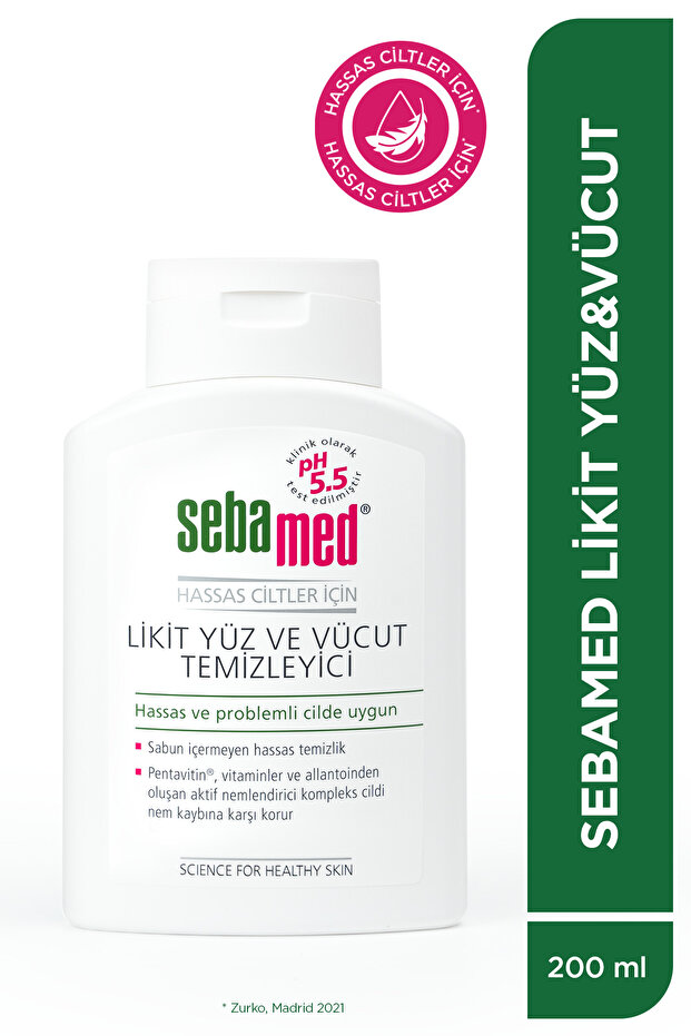 Face and Body Cleansing Gel 200 ml Pentavitin Moisturizing Liquid for Sensitive Skin Ph 5.5