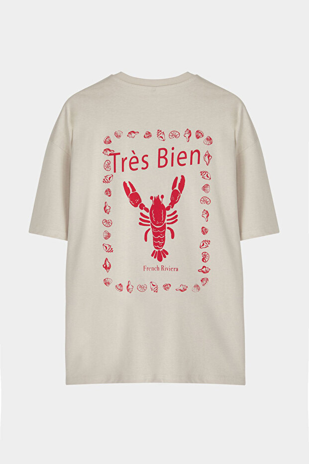 Taş Unisex Oversize/Geniş Kesim Istakoz Baskılı T-Shirt TMNSS25TS00051 - 3