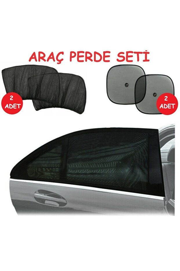 Auto Vehicle Car Side Window Sunshade Curtain Set 2 Side Window Curtains + 2 Suction Cup Curtains