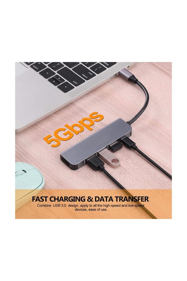 Usb Type C 3.1 To Hdmi Usb-c / 3x Usb 3.0 Hub Çevirici Adaptör - 4