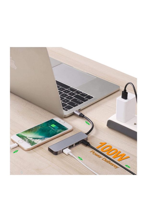 Usb Type C 3.1 To Hdmi Usb-c / 3x Usb 3.0 Hub Çevirici Adaptör - 5