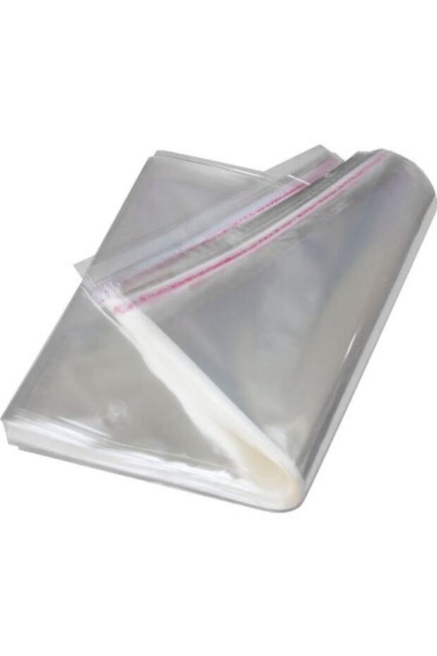 100 Adet (40x45+5) Opp Jelatin Bantlı Yapışkanlı Naylon Poşet - 1