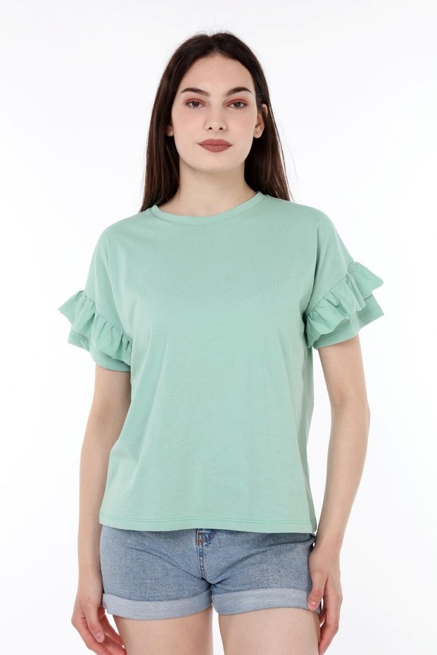 Women's T-shirt, Women's Sleeve Ruffle T-shirt