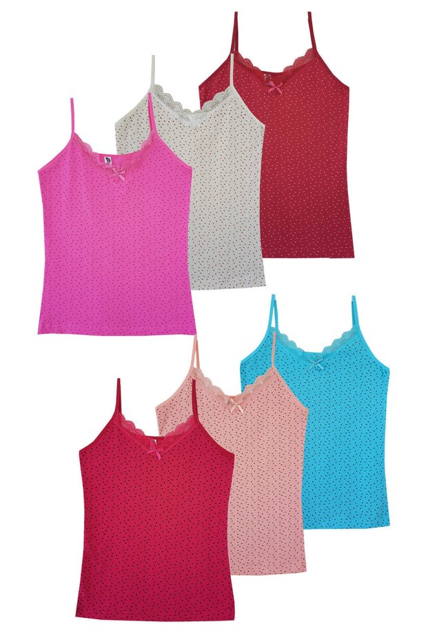 6-Piece Women's Rope Strap Undershirt Lycra Cotton Colored Undershirt