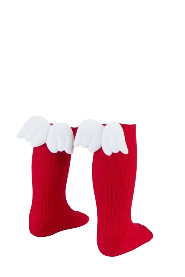 Girl's Baby Angel Wing Red Knee-high Socks