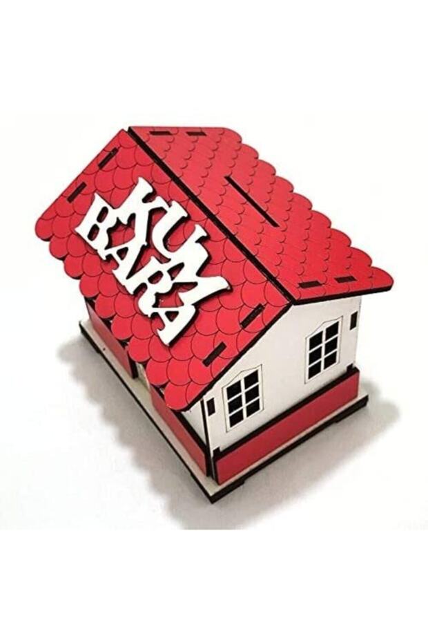 Ev Model Ahşap Kumbara - 2