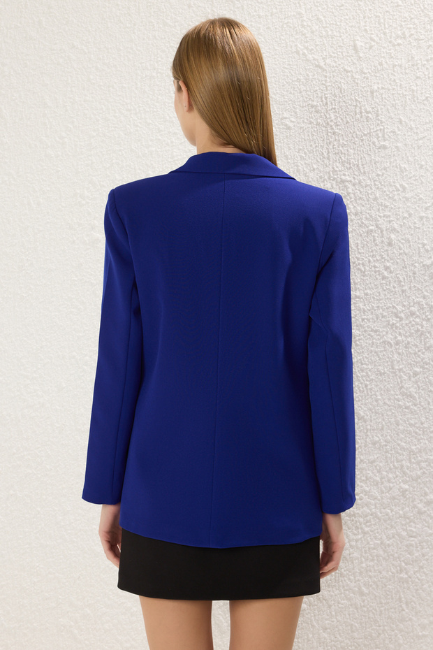 Saks Regular Lined Double Breasted Closure Woven Blazer Jacket TWOSS21CE0137 - 5
