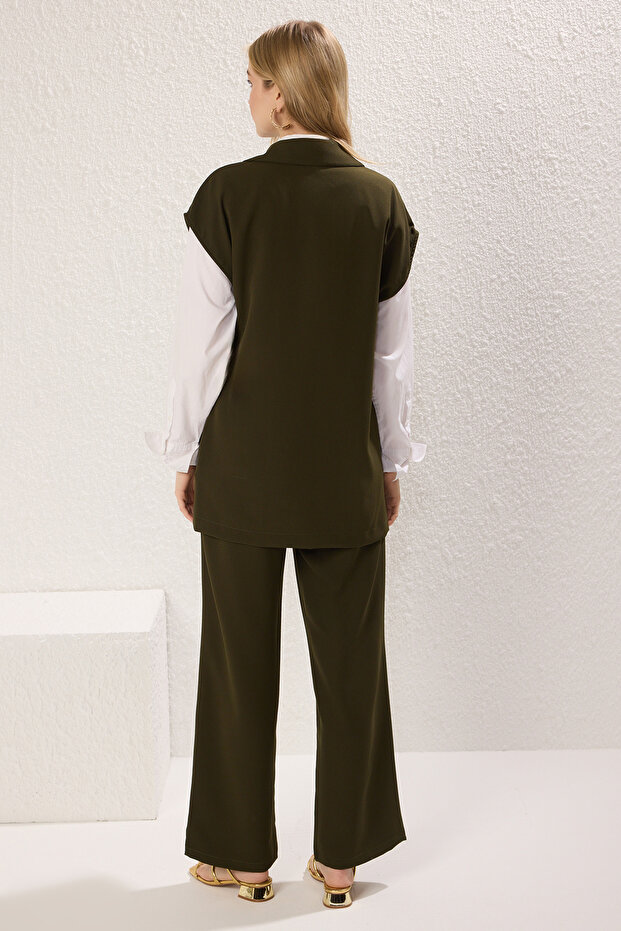 Haki Yelek-Pantolon Dokuma Alt-Üst Takım TCTSS25US00024 - 4