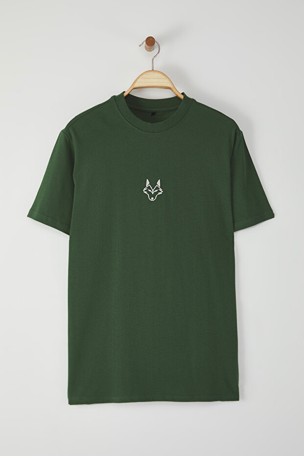 Haki Regular/Normal Kesim Kurt Nakışlı %100 T-Shirt TMNSS24TS00056 - 7