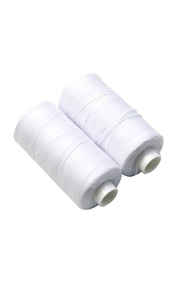 خيط خياطة أبيض مكون من قطعتين، مجموعة خيوط خياطة، خيوط خياطة، خيوط بوليستر، بكرات خياطة، بوليستر D - 1