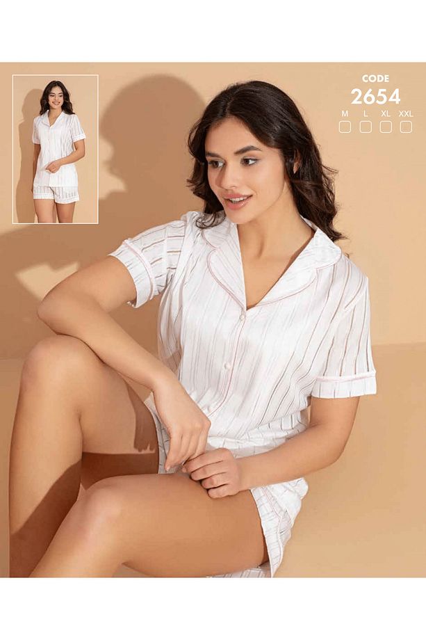 Kısa kollu şortlu Kadın pijama takımı - 1