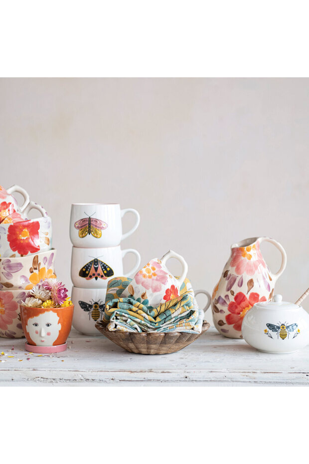 El Boyaması Çiçekli Sürahi - 8