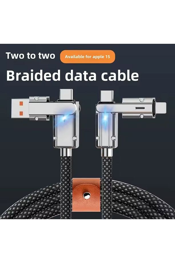 Usb ve Type-C Girişli Type-C ve Lighting Çıkışlı Kalın Dayanıklı 120 W ŞArj Kablosu - 3