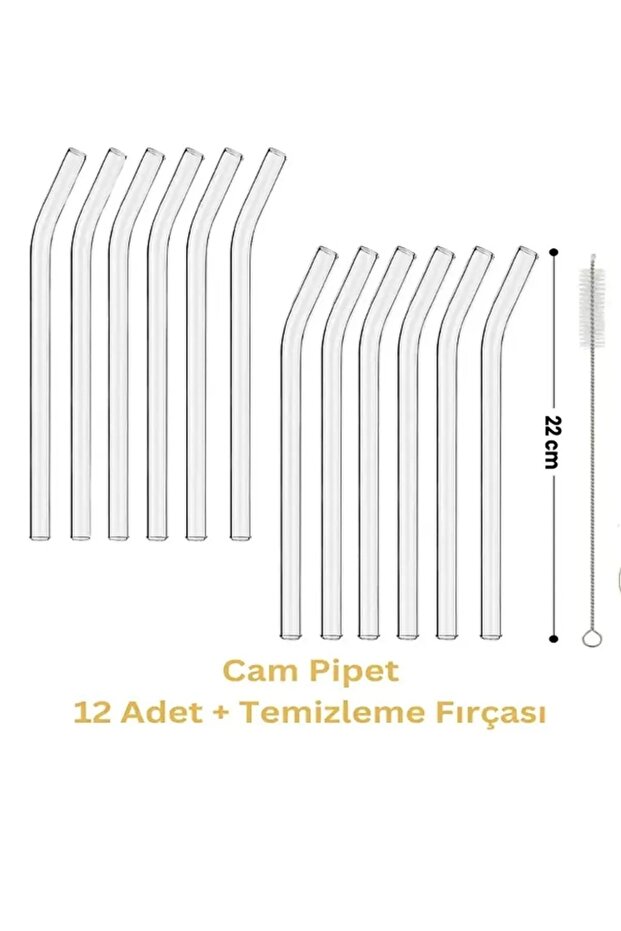 12'li Cam Pipet Ve Pipet Temizleme Fırçası, Kalın Cam Pipet - 2