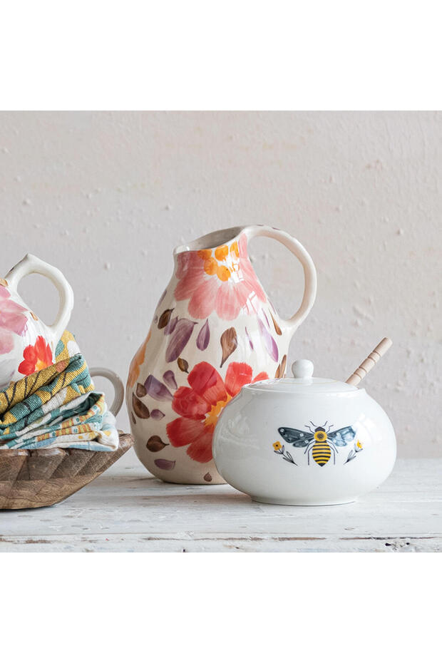 El Boyaması Çiçekli Sürahi - 7