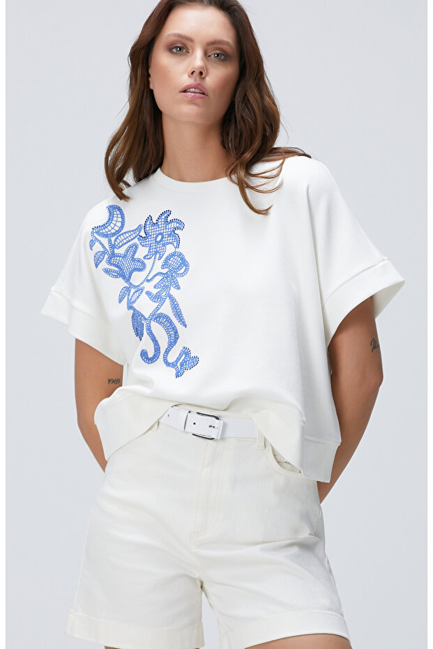 Kırık Beyaz Sweatshirt - 1